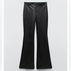 Zara Faux Leather Flare Pants - Black